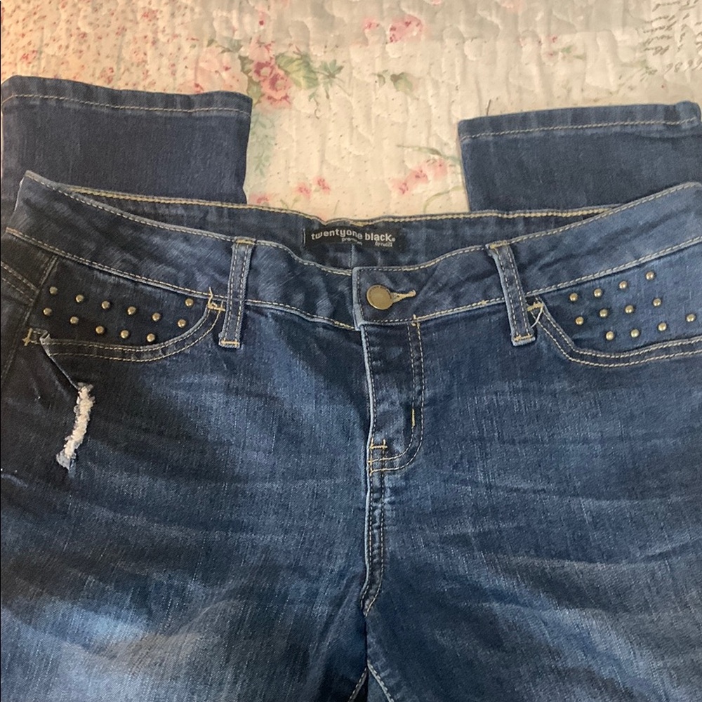Trendy Blue Jeans with Studded Detail